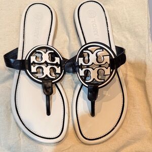 Tory Burch Black and Cream Miller Sandal